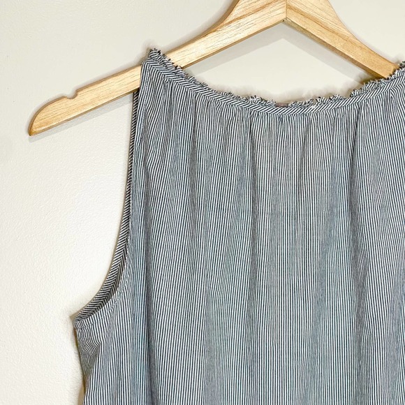 Loft Striped Razorback blue tank top, v-neck tie strap Size MP - Picture 5 of 5